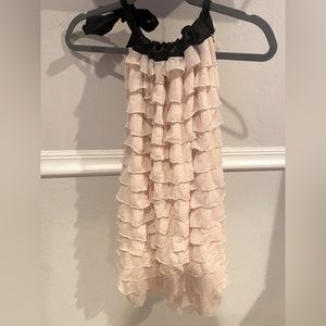 Custom Pink frilli dress with tie at top black bow